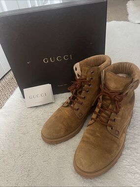 Women’s Gucci Camden Softy Suede Lace-Up Boots